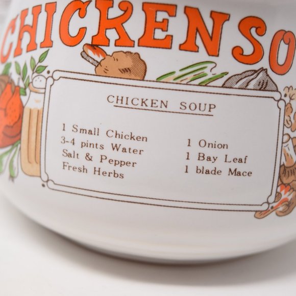 2 Vintage Tomato Chicken Soup Recipe Mug Bowl Set Ingredients 70s Comfort Food - Picture 14 of 14